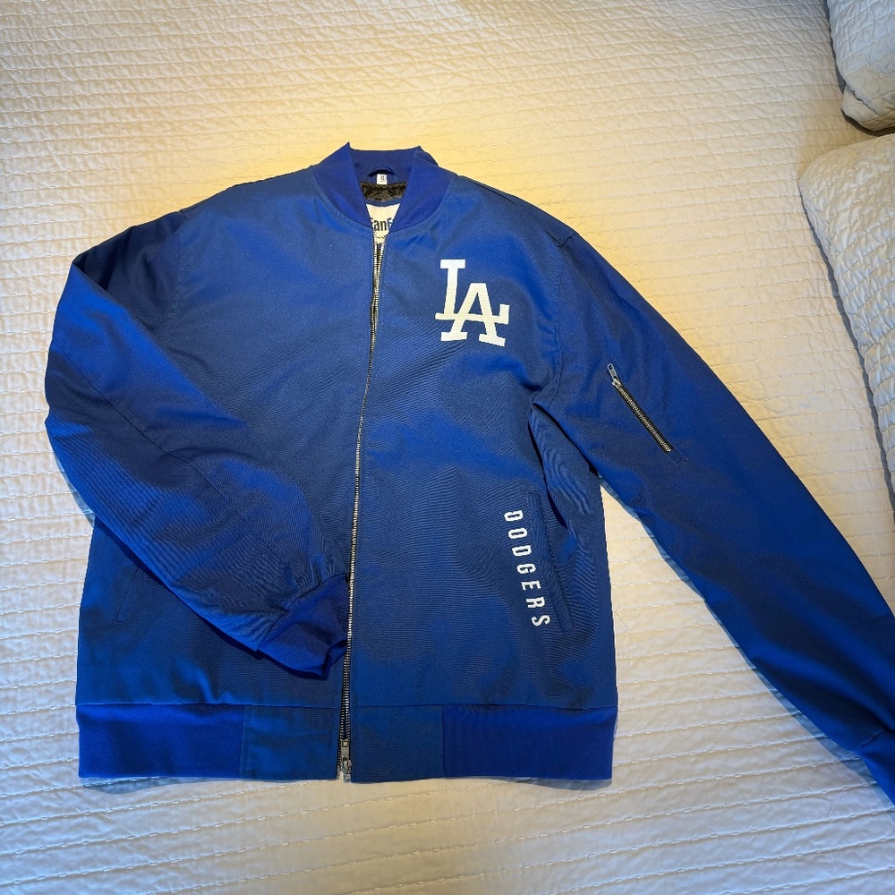 Mens LA Dodgers Black Collection Dugout Full-Zip Bomber Jacket Royal Blue XL